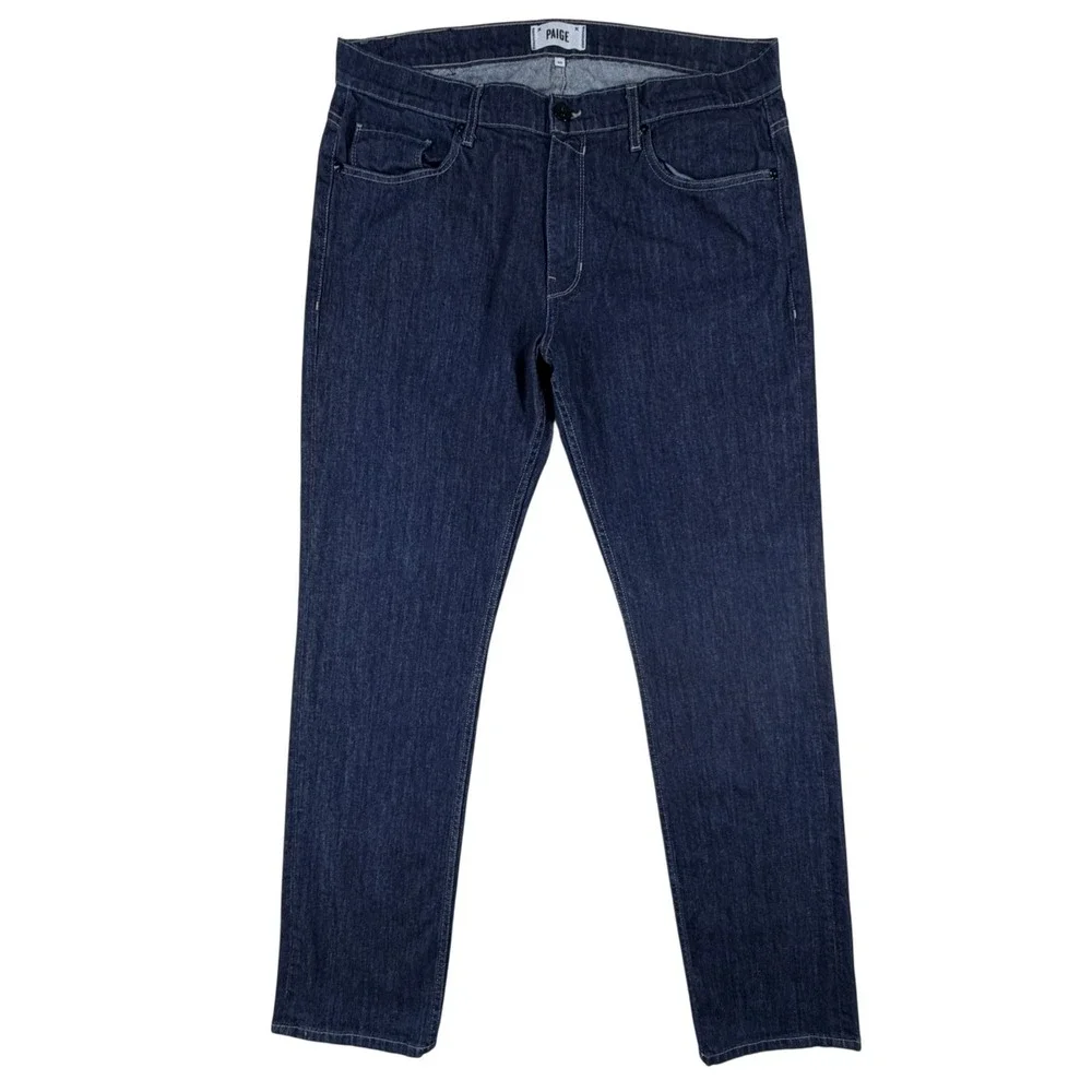 Paige‎ Normandie Mens Size 36x34 Dark Indigo Straight Leg Stretch Jeans USA Made